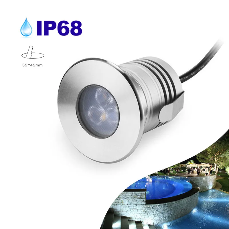 

2pcs/lot IP68 Waterproof LED Underwater Swimming Pool Light Stainless Steel DC12V 3W Spa Sauna Lake Yard Pond Fountain Spot Lamp