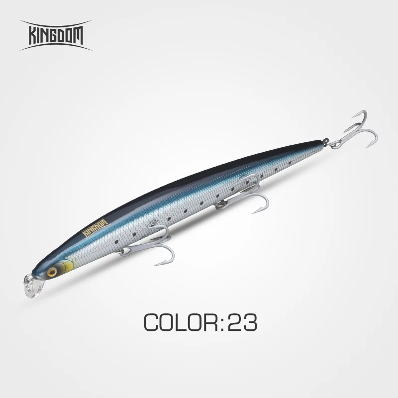 Kingdom Long Casting Angelköder 14,5 g 19 g 29 g schwimmender, langsam sinkender Minnow-Wobbler, künstlicher harter Köder, Jerkbaits, Seebarsch, Hecht