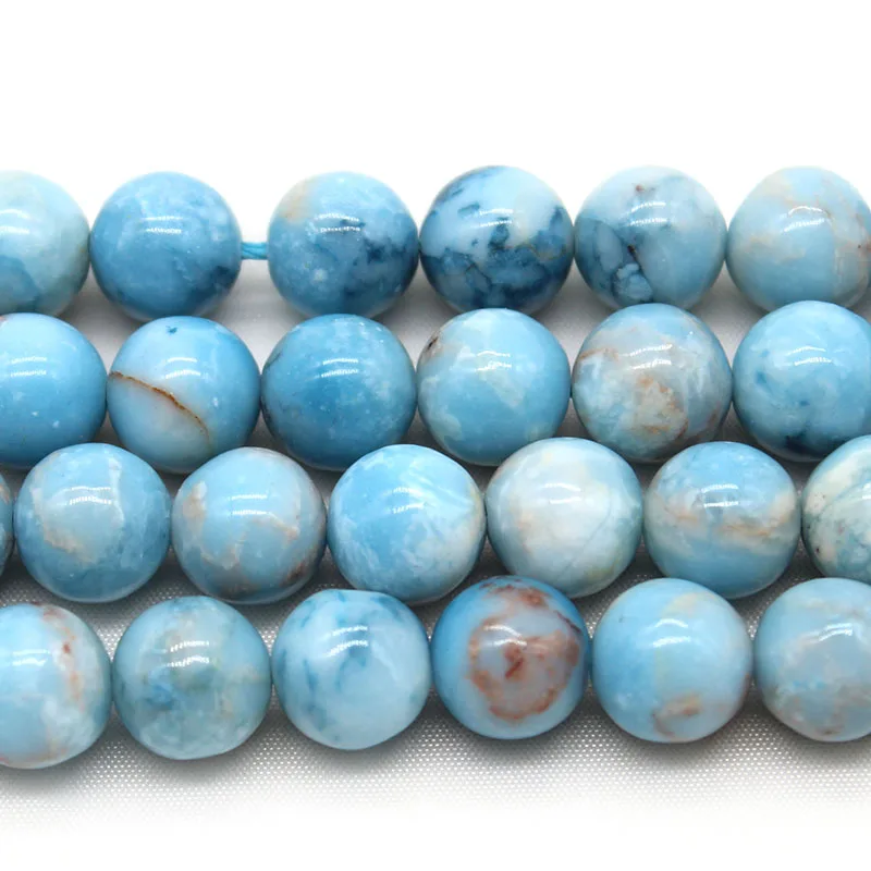 Natural Stone 6 8 10 12MM Larimar Blue Round Loose Spacer Beads for Jewelry Making DIY Bracelet Necklace Accessories 15