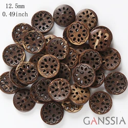 50pcs/lot Size:12.5mm Coconut Buttons 2 Holes,Multi-valved Flower Pattern Clothing Sewing Accessories(ss-2116)