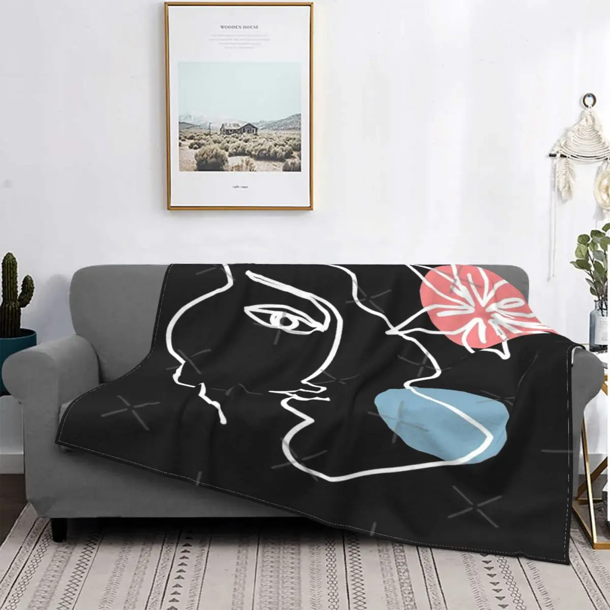 Cara abstracta con colores y Manta, para cama colcha, manta a cuadros de Anime, manta doble, colchas de verano