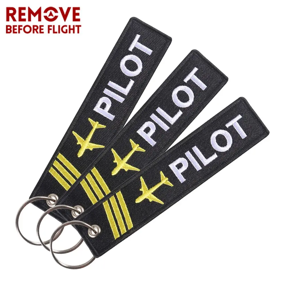 1PCS Pilot Keychains Jewelry Embroidery Remove Before Flight Pilot Key Chain For Aviation Gifts Key Tag Label Fashion Keyrings