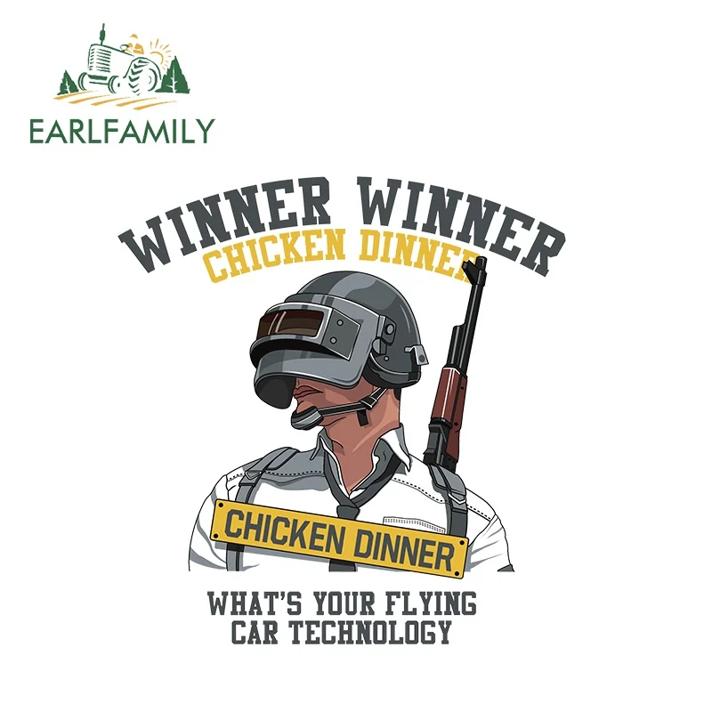 EARLFAMILY 13 سنتيمتر x 12.4 سنتيمتر PUBG الدجاج عشاء لعبة الرسومات ملصقات السيارات مضحك دراجة نارية المحمول JDM الفينيل سيارة الشارات