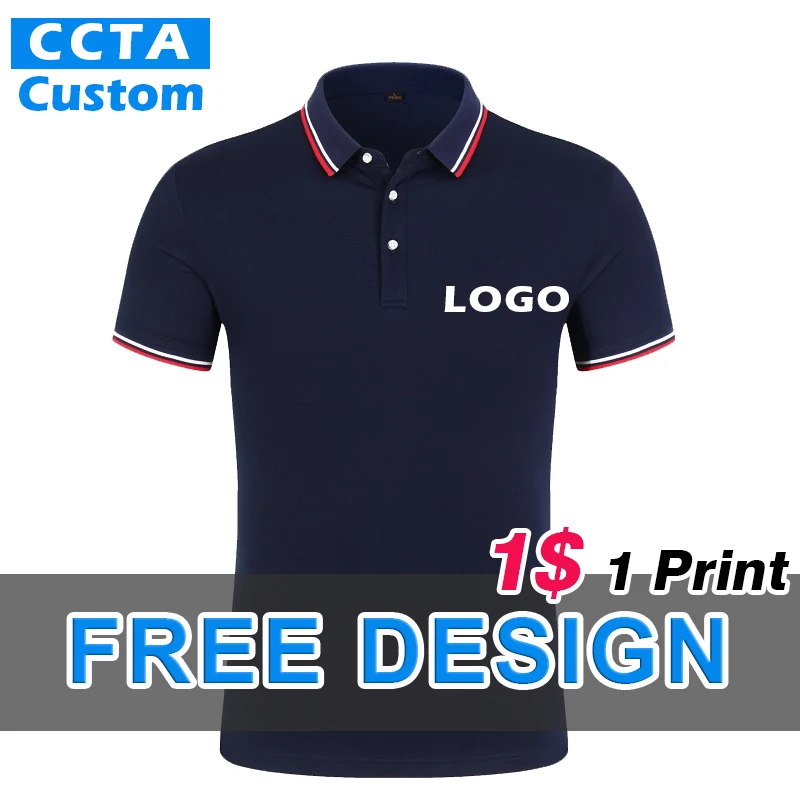 2021 Summer High-End Polo Shirt Custom Company Group Design Embroidery Men\'s Cotton Short-Sleeved DIY