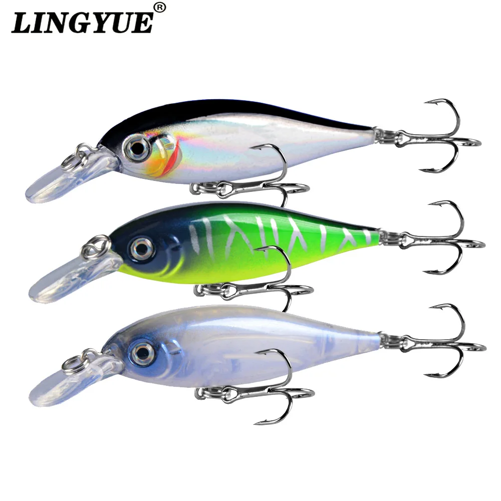 LINGYUE Sinking Minnow Trout Bait 75mm 6G Fishing Lure Swimbait Crankbait Noise Balls Inside 6# Hooks Wobbler Tackle