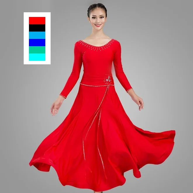 Vestido de salón para baile de salón, camisa de flamenco, vestido de tango Rojo, trajes de baile de rumba rave, vestido largo con flecos