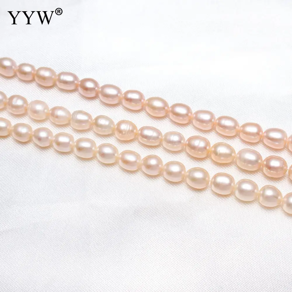 AA 6-7mm Oval Freshwater Pearl Beads Bulk Jewelry Pink Cultured Natural Pearl DIY For Necklace Bracelets Making 15