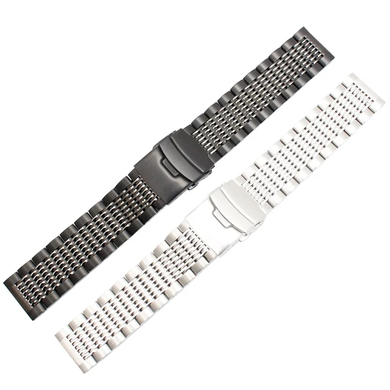 Stainless steel bracelet mens watches strap solid metal watch band 20mm 22mm 316l stainless steel bracelet safety buckle