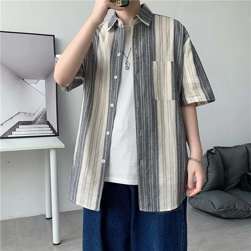 Shirt men's tie dye ins Korean fashion loose casual versatile short sleeve Shirt ruffian handsome half sleeve clothes men 2021