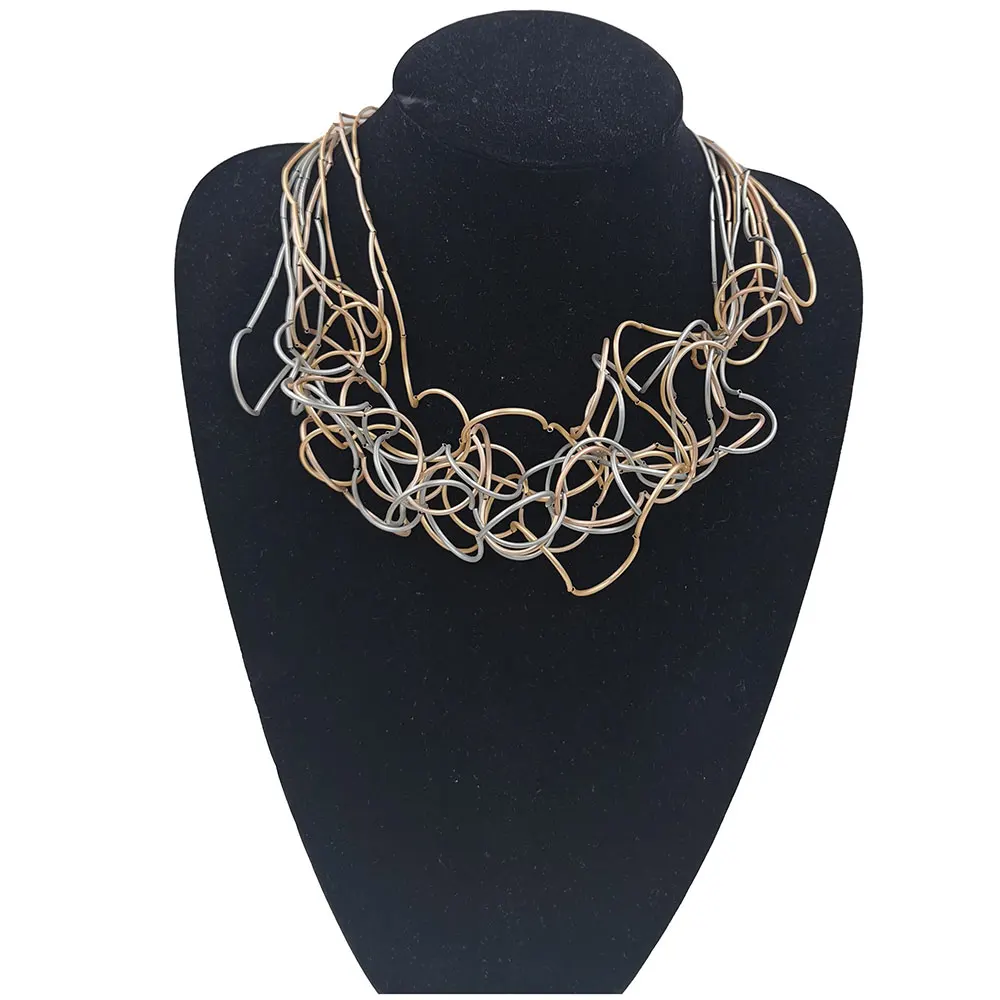 STRATHSPEY Mode Neue Lange Unregelmäßige Kupfer Rohr Halskette Für Frauen Aussage Chunky Multi Lay Schmuck – Detail 11