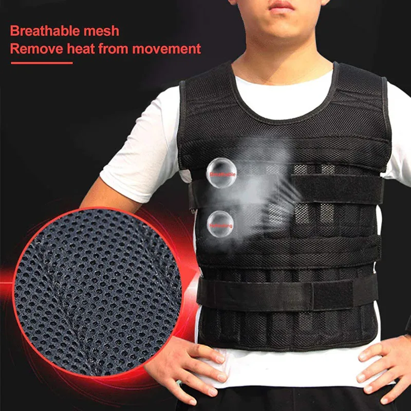 15KG 30KG Loading Weight Vest Adjustable Weights Jacket Breathable Shockproof with Multi Pockets For Running  Weight Lifting