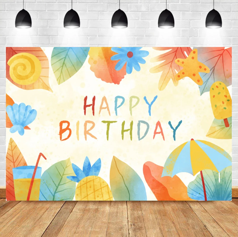 

Laeacco мультфильм акварель листья ананас Лето ребенок день рождения фото фон фотография фон для фотостудии