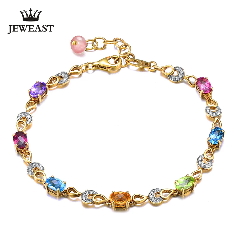 

ENZOZB натуральный цитрин/аметист 18-каратное чистое золото женские браслеты ювелирные изделия подарок девушке тонкий модный однотонный 750 настоящий браслет хороший