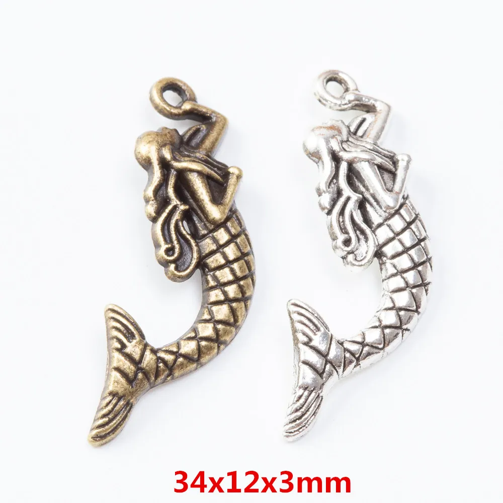 

35 pieces of retro metal zinc alloy fish pendant for DIY handmade jewelry necklace making 7388