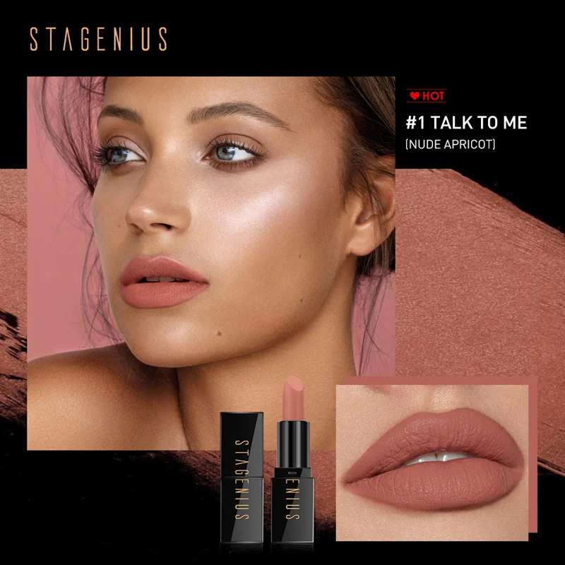 STAGENIUS-lápiz labial mate Soul, crema de labios supersuave, NO SECA, 6 colores populares, cosméticos para labios, tamaño de viaje