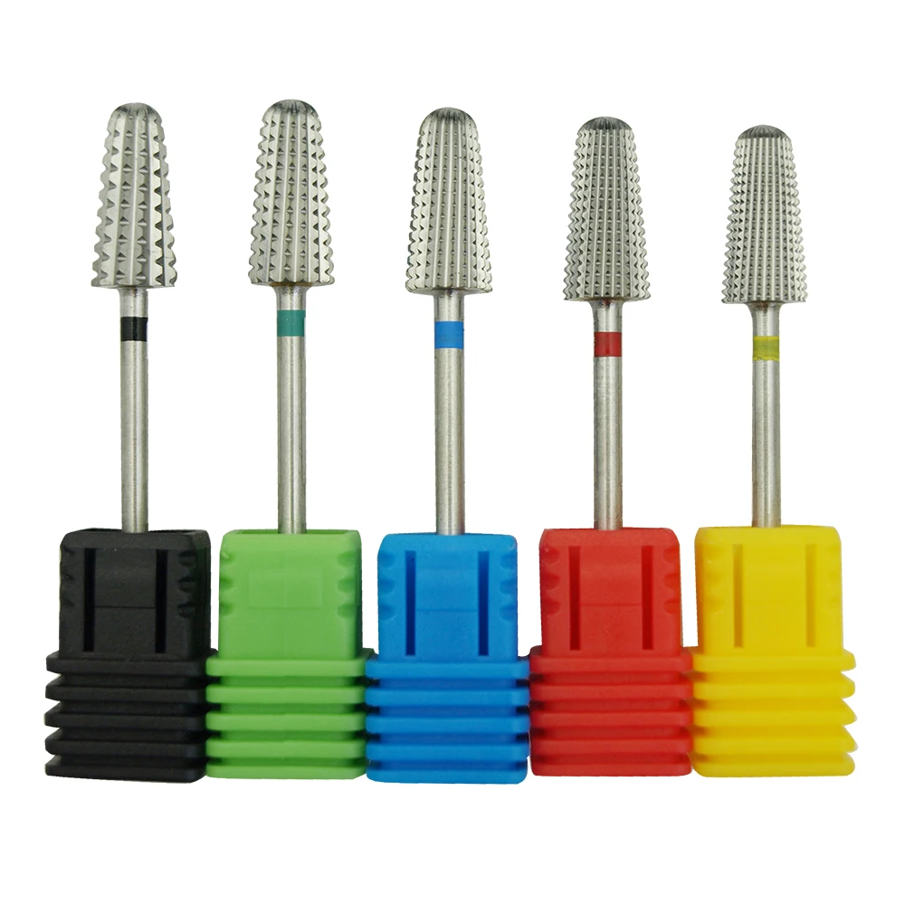 5in1 Tapered Safety Carbide Nail Drill Bits With Cut  Drills Carbide Milling Cutter For Manicure Remove Gel Nails Accessories