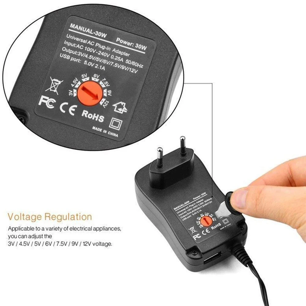 STOD Wall Adjustab Charger 3V To 12V Voltage Adjust Switch Power Supply USB Charge Cellphone DVB Camera Router LED Light Adapter