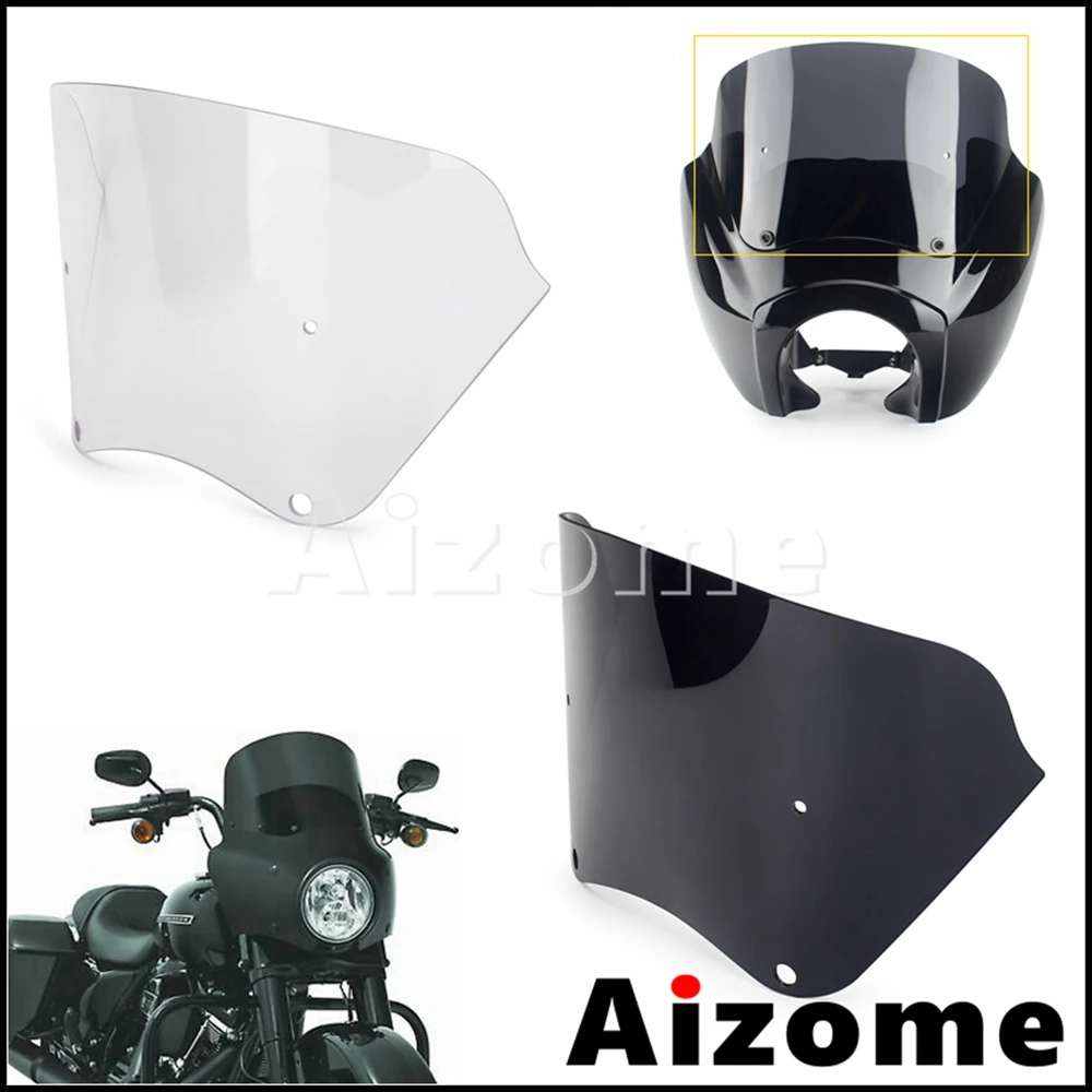 Motorcycle Headlight Cover Fairing Replacement Windshield Wind Screen for Harley Dyna Super Glide Low Rider Street Fat Bob 99-17