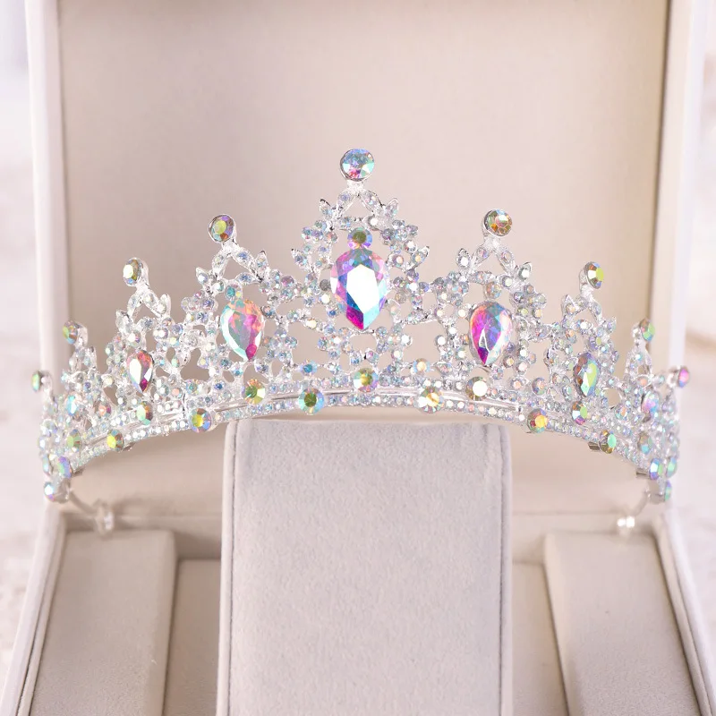 KMVEXO Baroque Retro Black Bridal Crystal Tiaras Crowns Princess Queen Pageant Prom Rhinestone Veil Tiara Wedding Hair Accessory