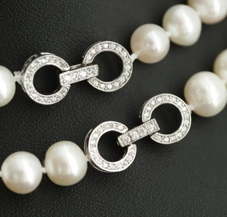 Hot sell 8-9mm 80cm white natural freshwater pearl necklace long sweater chain inlay zircon accessories fine jewelry