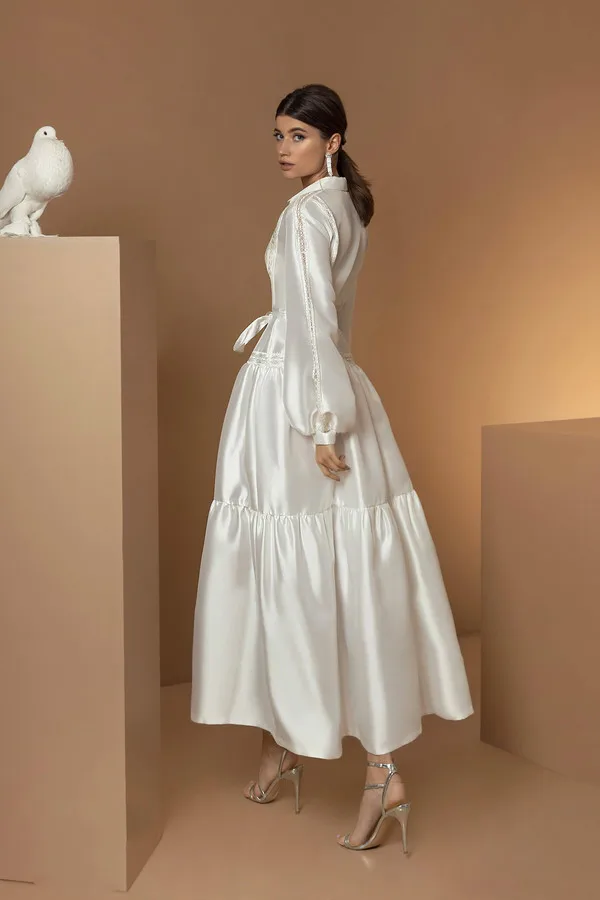 2020 vestidos de casamento jaqueta v pescoço cetim frisado mangas compridas vestido de casamento uma linha personalizado cinto barato vestidos de novia