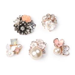 10PCS Flower Rhinestone Buttons For Wedding Decoration Vintage Buttons Apparel Sewing Pearl Hairpin DIY Jewelry Craft