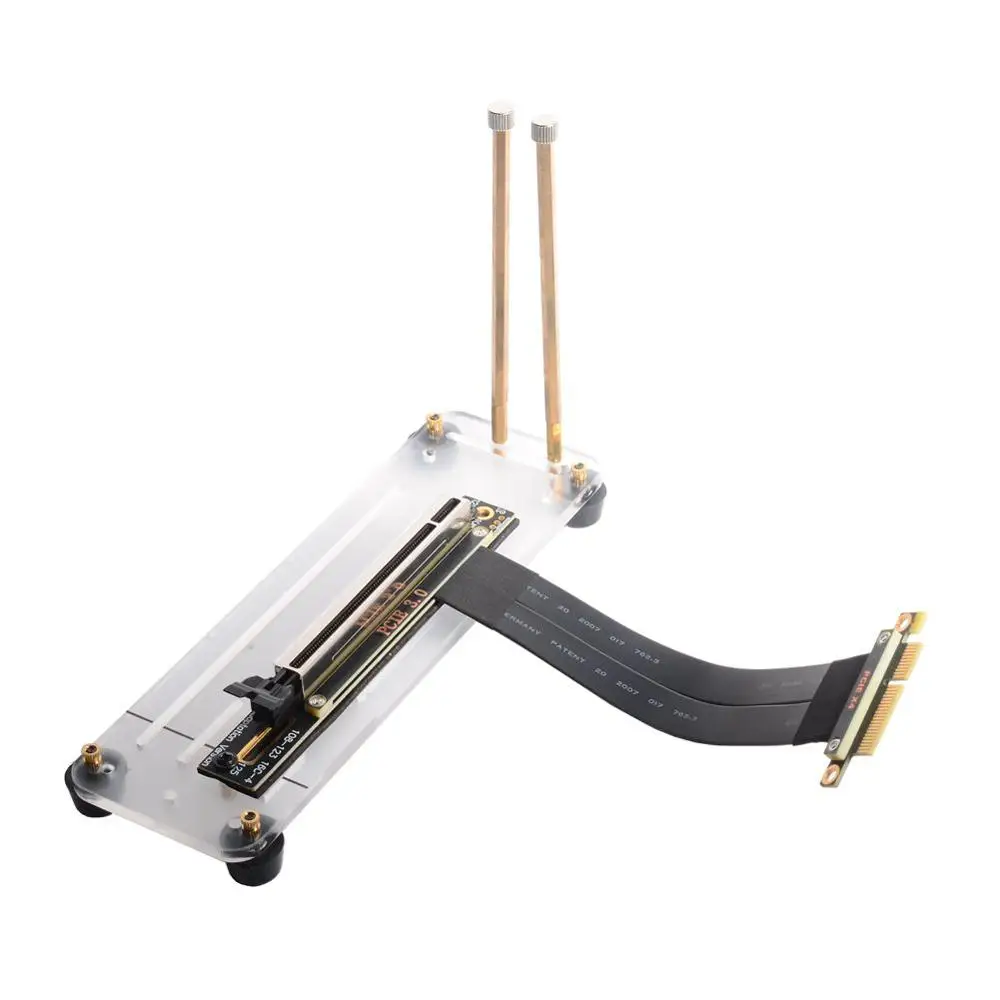 PCI-E 3.0 GEN3 4x إلى 16X الناهض تمديد كابل x4 x16 PCIe بطاقة جرافيكس عمودي مسنده قوس وحدة معالجة الرسومات وحامل المواجهة