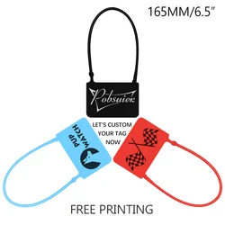 100 Custom Clothing Tags Plastic Garment Apparel Bag Security Logo Gift Travel Hang Labels White Black 165mm/6.5