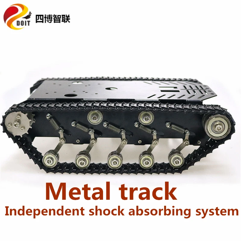 SZDOIT TS900 Large Load Metal Tank Chassis Metal Track Shock-absorbing Crawler Chassis Smart Robot + High Power Motor Assembled