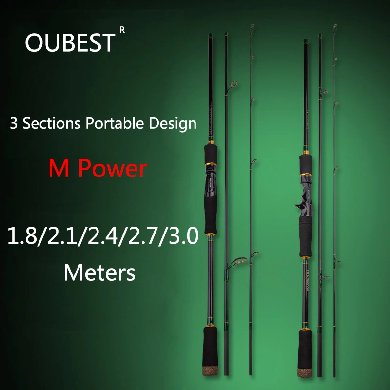 

40T Carbon Fishing Lure Rod 1.8/2.1/2.4/2.7/3.0M Spinning Rod Casting Bait Weight 5-42g ML/MH Power Pole For Fishing Tackle