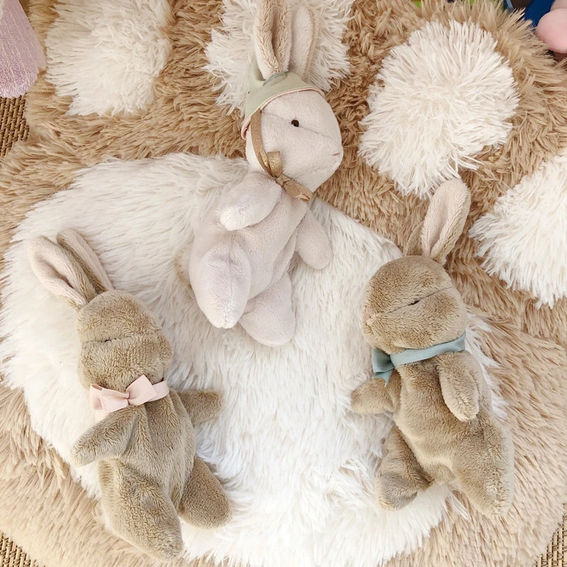 Cute Design Rabbit Plush Dolls For Baby Kids Appease Sleeping Bunny Toys Kawaii Handmade Newborn Brown Rabbits Stuffed Toy Gifts