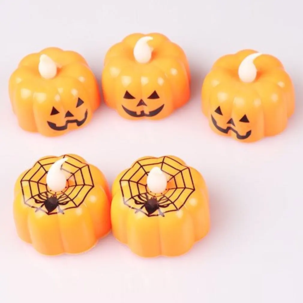 12pcs Pumpkin Candle Light Halloween Party Supplies LED Lights Lantern Lamp Ornaments Props Halloween Decorations for Home