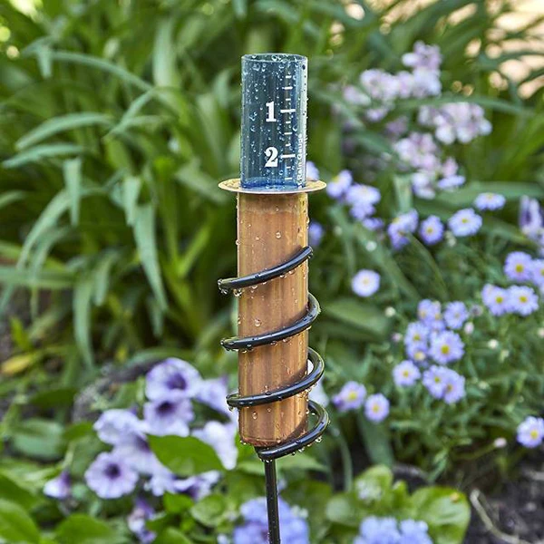 Floating Copper Rain Gauge with Stake, High Accuracy Tube, Garden Tools, Outdoor Lawn, In Stock