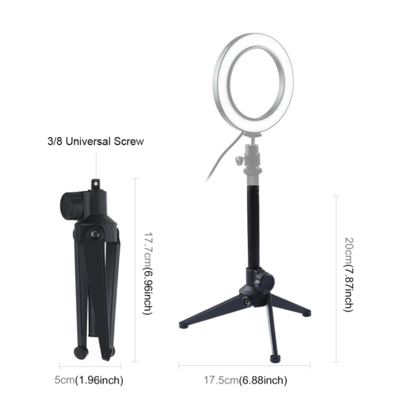 PULUZ-soporte doble para teléfono, Base redonda, soporte de escritorio para anillo LED, luz de vídeo, trípode ajustable de escritorio