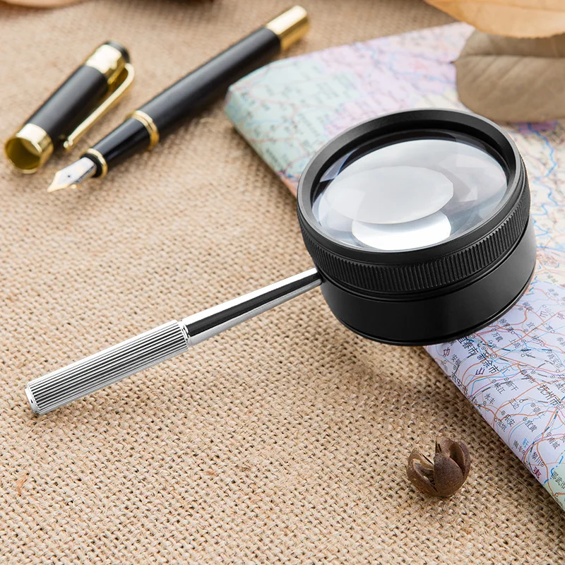 Lupa portátil com alça de metal, lupa de lente óptica, lupa de alta ampliação para leitura, jóias sênior 35X