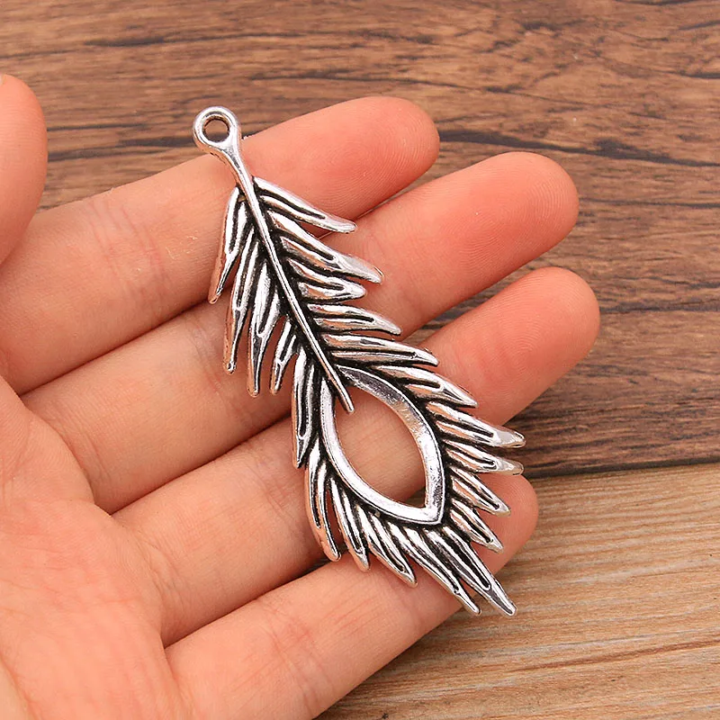 3PCS 27X70mm 3 Color Big Feather Charms Animal Pendant Jewelry Metal Alloy DIY Necklace Bracelet Earrings Handwork Marking