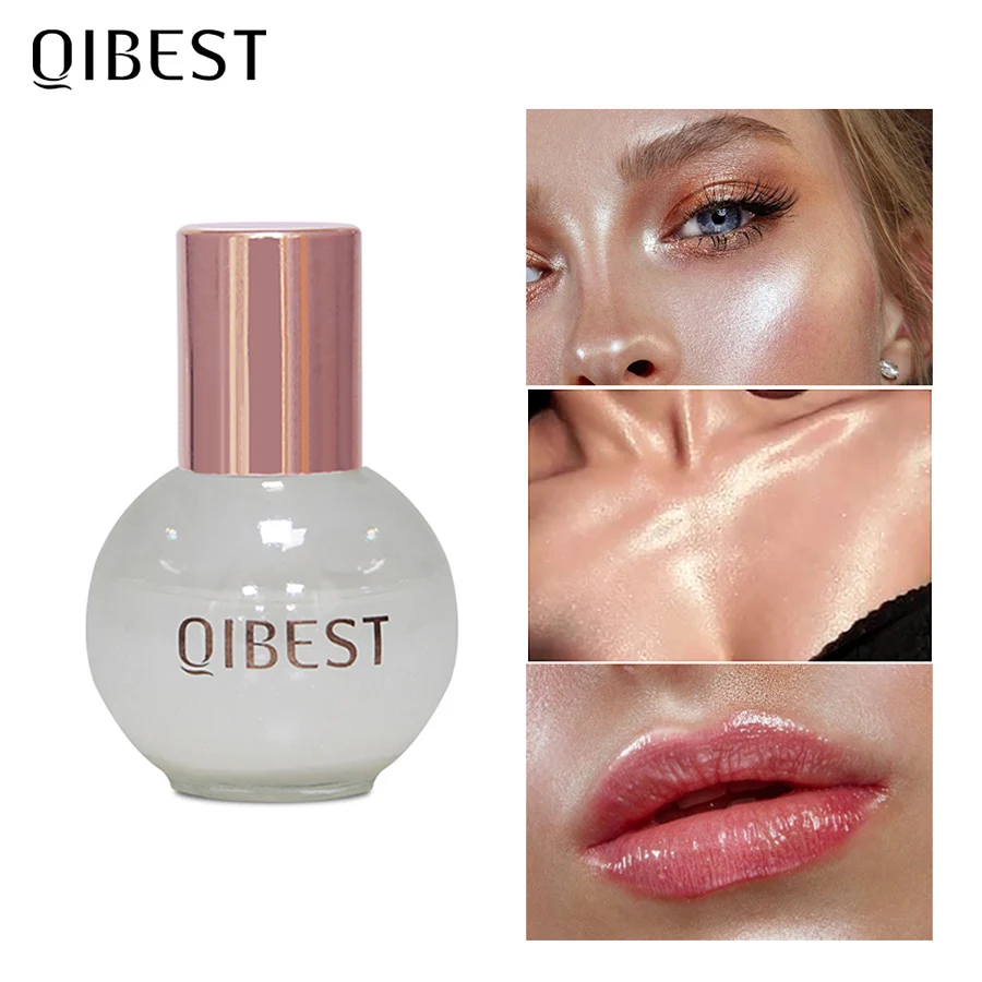 QIBEST Shimmer Liquid Highlighter Illuminator Brighten Contouring Makeup Primer Face Glow Glitter Shimmer Highlight Cosmetics