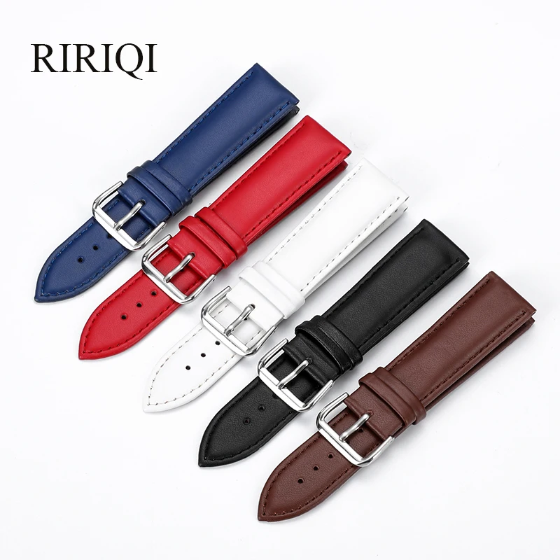 Genuine Leather WatchBand Stainless steel pin buckle watchbands leather strap plain weave 12-24mm