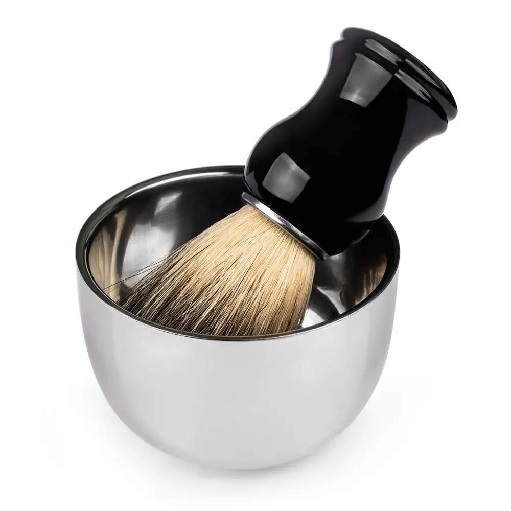 QSHAVE Stainless Steel Shaving Soap Bowl Safety Razor Classic Brush Stand for Shaving Cream 8.2 x 6 x 4.2 cm Brush not Including