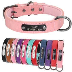 PU Leather Custom Dog Collar Personalized Puppy Collar Free Engraved Pet Collars for Small Medium Large Dogs Pitbull Chihuahua