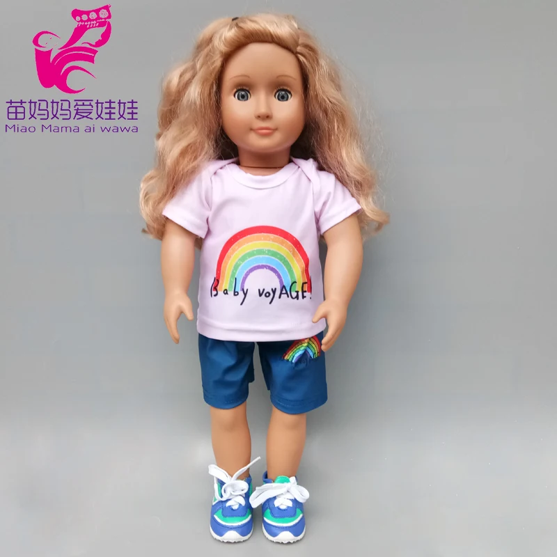 18 Inch Meisje Pop Regenboog Pak Voor 18 Inch Reborn Baby Pop Kleding Accessoires