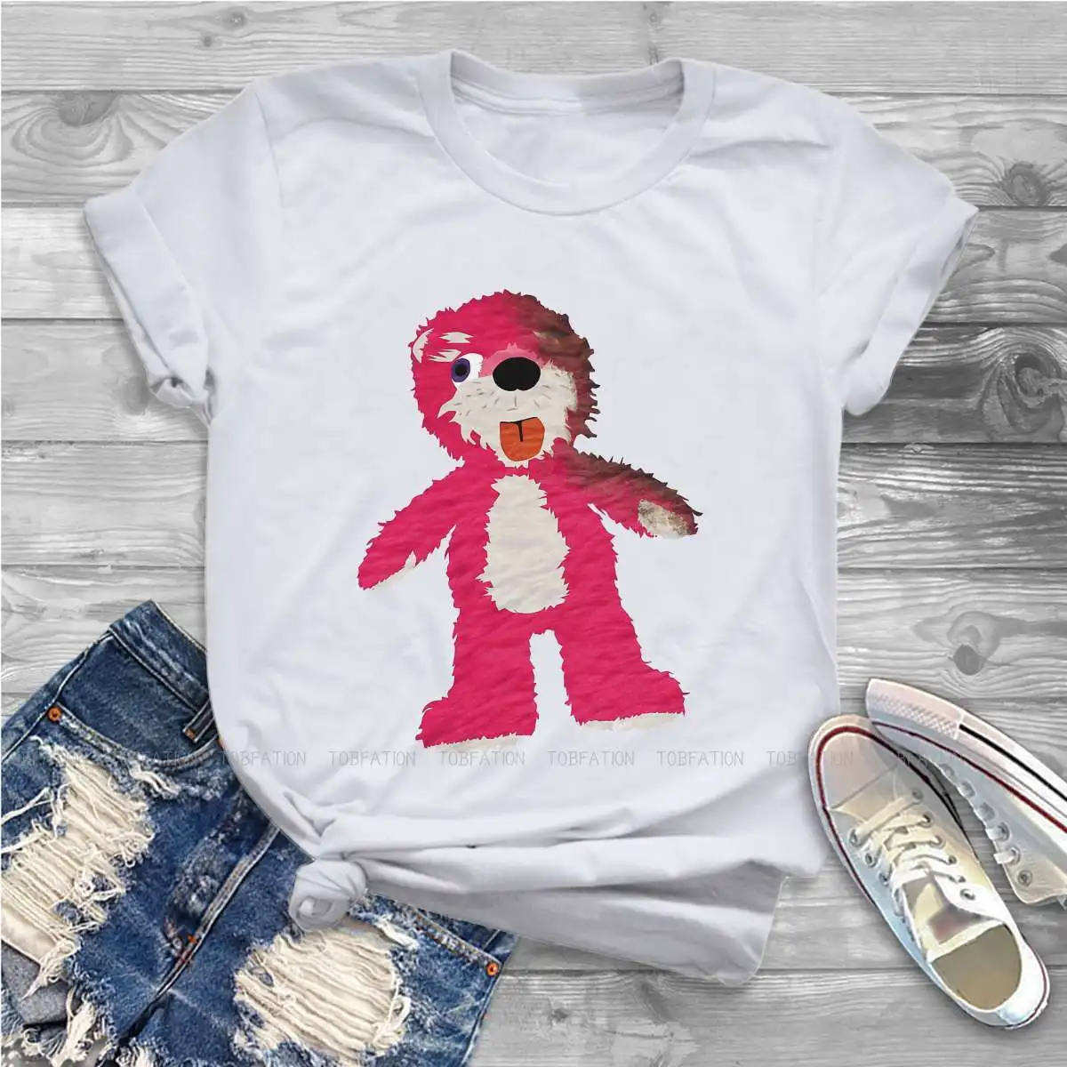 Pink Teddy Bear Women Tshirts Breaking Bad Walter TV Show Aesthetic Vintage Female Clothing Large Cotton Graphic Short Sleeve