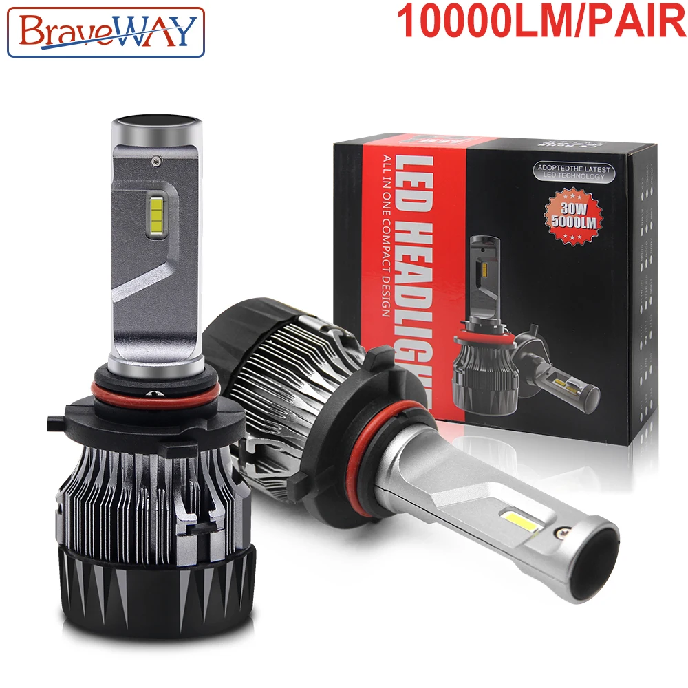 BraveWay LED Car Headlight H7 LED H4 Motorcycle H1 H11 HB3 HB4 9005 9006 9012 Auto Headlamp Fog Lamp 12V 24V 60W 10000LM 6500K