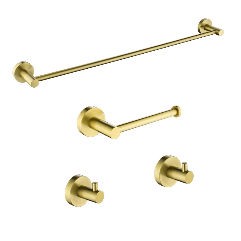 Brushed Gold Bathroom Hardware Set Robe Hook Towel Rail Rack Bar Shelf Roll Paper Holder Bathroom Accessories Gold Free Shipping