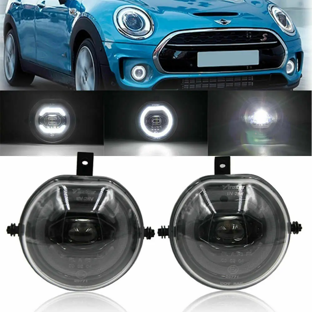 2X For Mini Cooper F54 F55 F56 F57 2013 2014 2015 2016 2017 2018 LED Halo Ring DRL Daytime Running Light Fog Light Parking Lamp