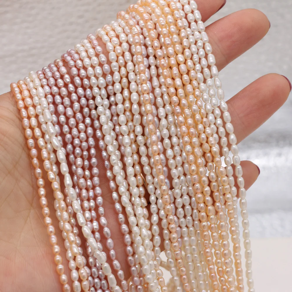 Natural Freshwater Pearls Bead 2.5-3mm Small Rice-shaped Pearl Beads for Jewelry Making DIY Necklace Bracelet Accessories Gift