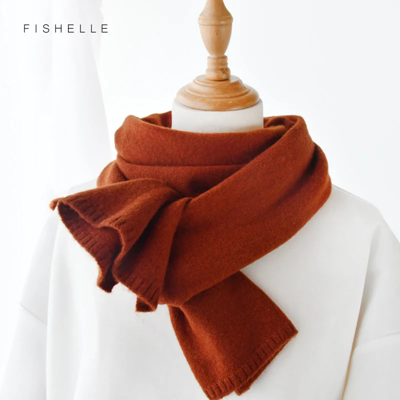 2023 new wool scarf women winter warm knitted thin scarves ladies small short scarfs brown autumn foulard