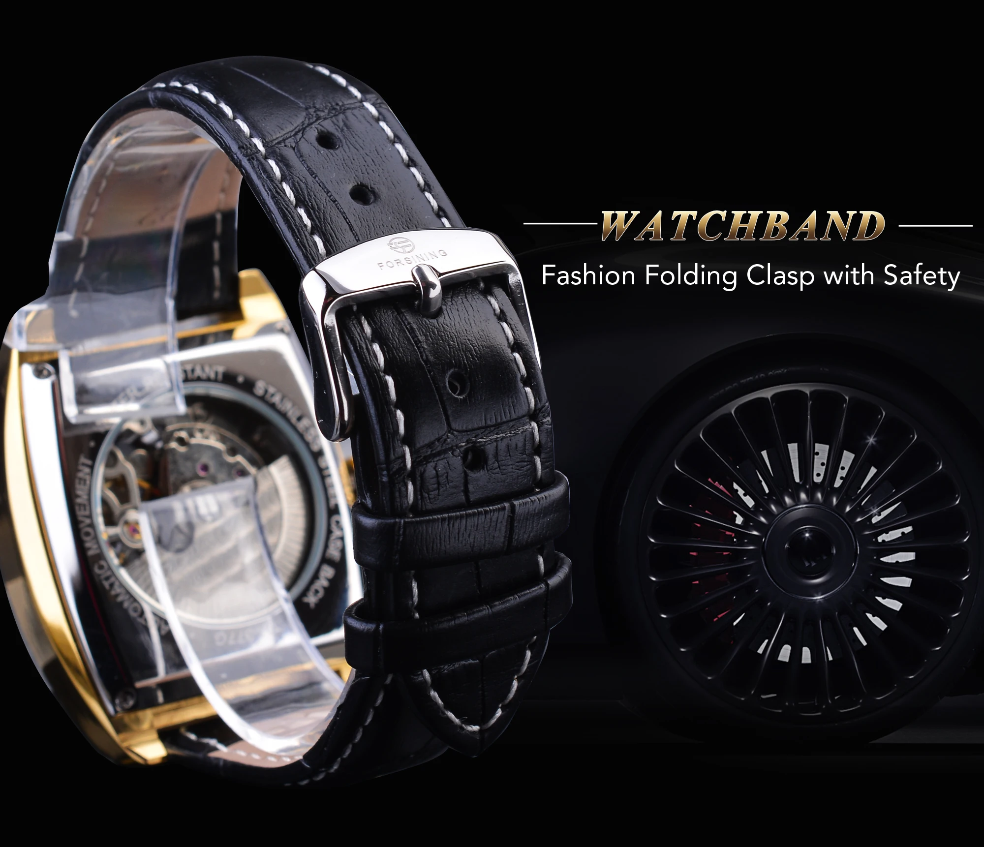 Forsining 2021 Fashion Two Dial Design Unique Watches For Mens Business Wearing Skeleton Automatic Mechanical Wrist Mens Watches