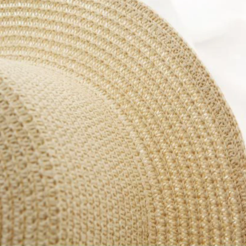 New Parent-child Summer New Women\'s Sun Hat Bucket cap beige lace Bowknot Flowers Ribbon Flat top Straw Hat Beach Caps Panama