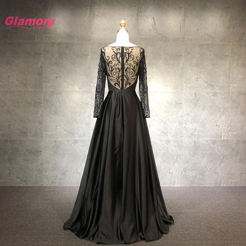 2021 Fashion New Style Deep V Neck Long Sleeves Prom Handmade Beading Evening Dress For Ladies